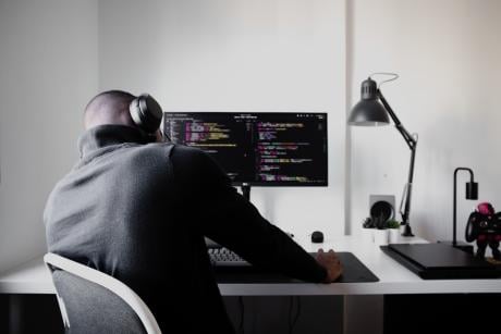 Person working with laptop