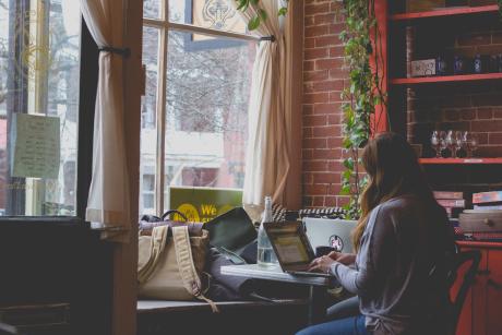 a women working in computer