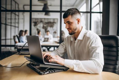 a person working in computer