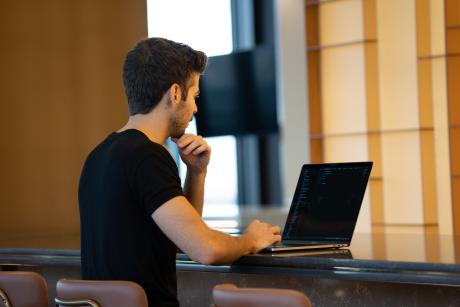 a person working in computer