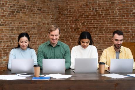 people working in computer