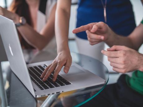 people working in computer