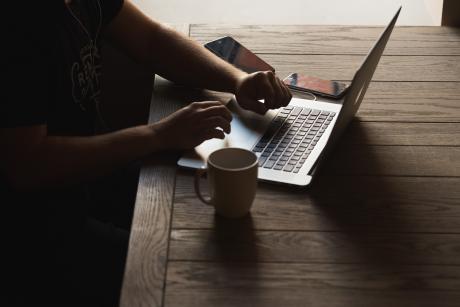 a person working in computer