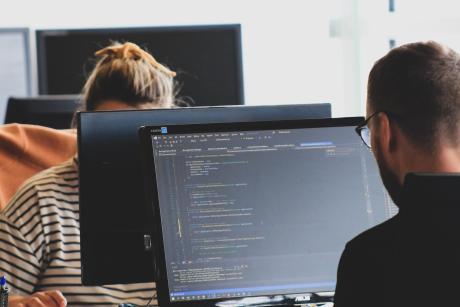 people working in computer