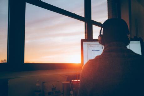 a person working in computer