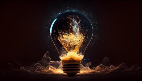 Glowing filament ignites ideas for innovative solutions generated by AI