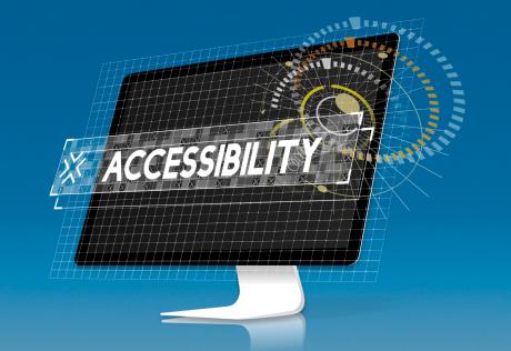 computer screen with accessbility word graphic popup