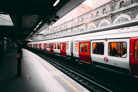 Sloane Sq Station of London Tube, beautiful station in a beautiful neighboorhod. This train model is one of the newest.