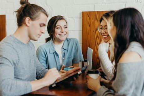 students discussing