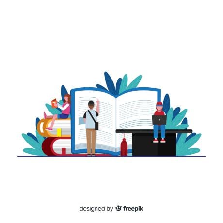 People reading books illustration