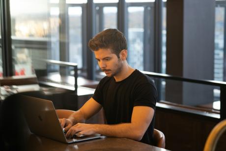 a person working in computer