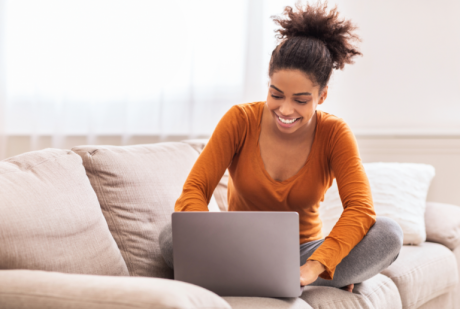 woman working on laptop