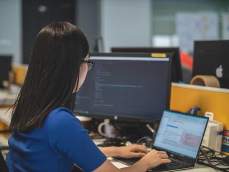 a women working on computer