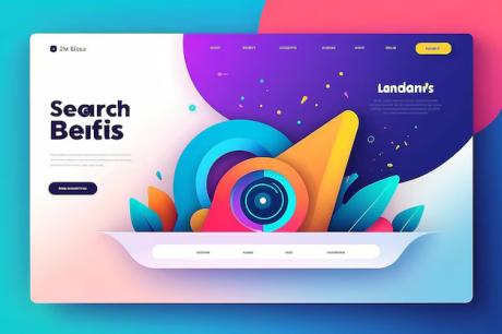 Modern attractive landing page with the search bar template for websites mobile website