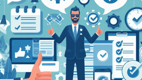 A man gives double thumbs up illustration
