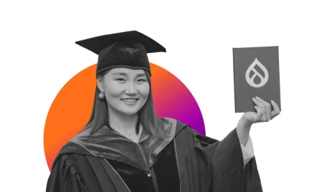 Graduate with Drupal logo