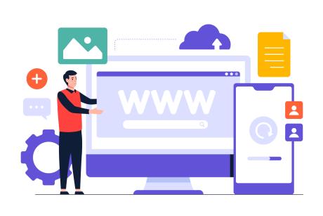 Hand drawn flat design homepage illustration