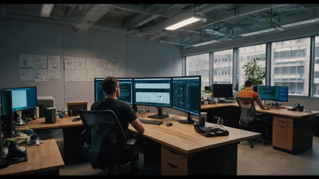 working in an office