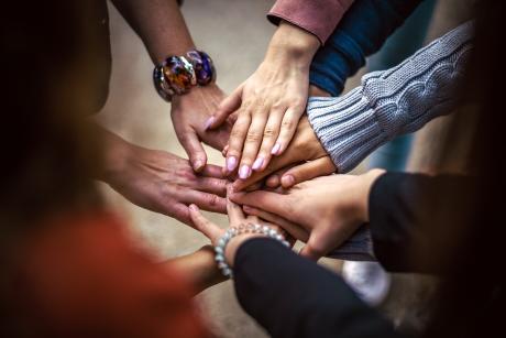 Many hand together