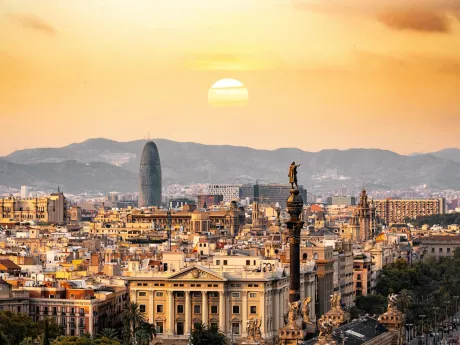 Barcelona cityscape at sunset overlook