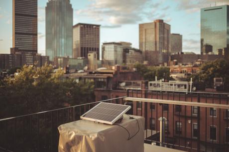 Solar panel on roofdeck