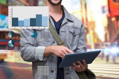 Man working with a tablet