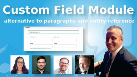 Talking Drupal #505 - Custom Field Module thumbnail with the images of hosts and guests