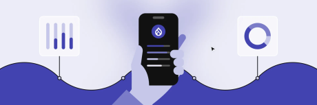 a phone with Drupal logo