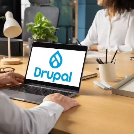 Drupal logo on laptop