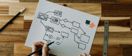 a person drawing flowchart
