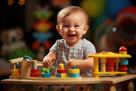 Baby playing with toys