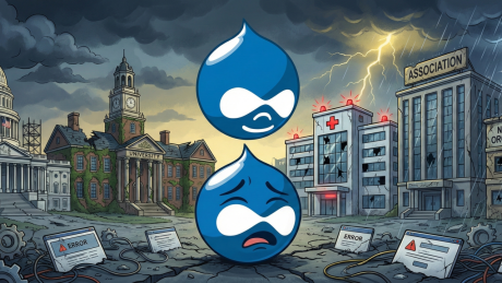 Happy and sad Drupal logos