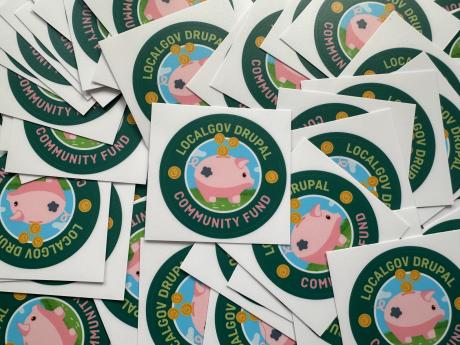 Mission patch stickers for the LocalGov Drupal Community Fund. Design by Sally Varne, photo by Will Callaghan