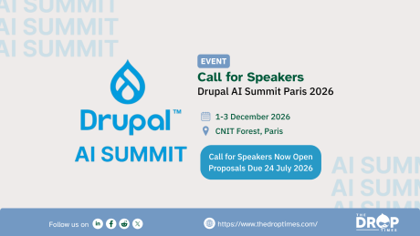 Event graphic for “Call for Speakers Drupal AI Summit Paris 2026” with the Drupal AI Summit logo. Text reads “1.3 December 2026,” “CNIT Forest, Paris,” “Call for Speakers Now Open,” and “Proposals Due 24 July 2026.”