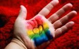 Photo captured by Alexander Grey taken from unsplash.com. The picture shows a hand with diversity flag colours painted on the palm and a heart in black ink over it.