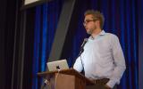 A young Dries Buytaert delivering the keynote presentation at BADCamp 2012 in Berekeley, California. Image credit: Ezra Barnett Gildesgame/Flickr