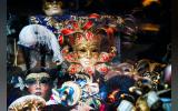 Assorted color masquerade mask collection in a shop in Barcelona, Spain