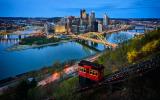 Pittsburgh by night, Duquesne Incline in front.