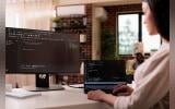 female-freelance-developer-coding-html-script-with-online-cloud-server-programming-firewall-security-learning-new-user-interface-terminal-window-with-code-language-application