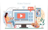 Free vector designer online service or platform advert designer or graphic illustrator artist listening to YouTube video