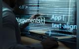  programming background with person working with codes on computer