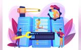 consolidating and structuring data in the center. big data engineering, massive data operation