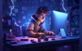 Animated man working on a system