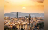 Barcelona cityscape at sunset overlook