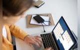 woman using laptop