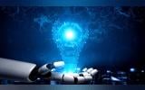 Depiction of light emanating from a robotic hand