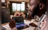 African american it engineer programming binary code interface