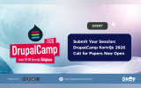 Vertical social media card with a neutral background and clean, centered typography. The title reads “Kortrijk 2026 Call Opens” and the deck states “Session proposals are now invited for the 29–30 June 2026 event, welcoming speakers across experience levels and disciplines.” The card presents an informational update about DrupalCamp Kortrijk 2026 opening its Call for Papers and encouraging broad community participation.