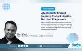 Portrait of Drupal accessibility maintainer Mike Gifford beside editorial text discussing accessibility, workflows, and product quality in AI-assisted development environments.