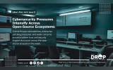 Hero image for The DropTimes Editor’s Pick newsletter featuring cybersecurity-themed visual elements associated with enterprise and open-source infrastructure. The image includes the title “Cybersecurity Pressures Intensify Across Open-Source Ecosystems” with supporting text discussing Drupal vulnerabilities, enterprise patching pressures, and broader security concerns affecting open-source platforms.